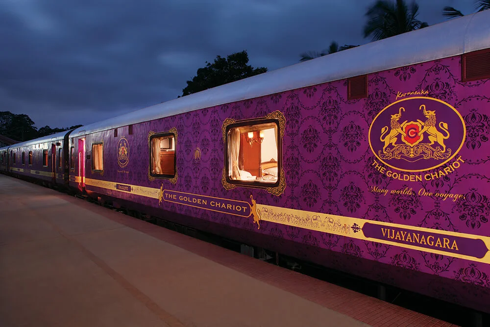 The Golden Chariot luxury sleeper train in India.